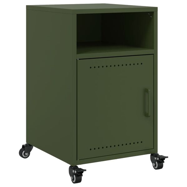 vidaXL Mesa de cabeceira 36x39x59 cm aço verde-azeitona