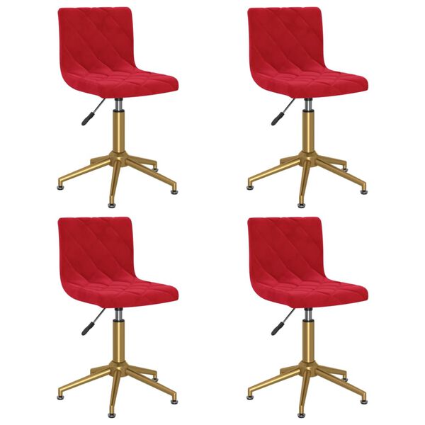 vidaXL Cadeiras de jantar girat&oacute;rias 4 pcs veludo vermelho tinto