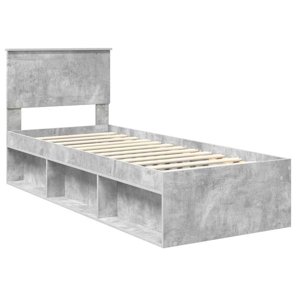 vidaXL Estrutura da Cama com cabeceira Cinza Concreto 75 x 190 cm