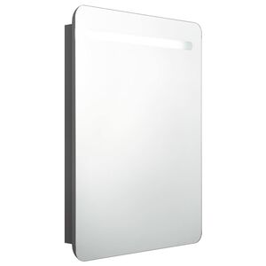 vidaXL Arm&aacute;rio espelhado casa de banho LED 60x11x80 cm cinzento