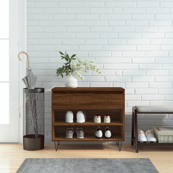 vidaXL Sapateira 70x36x60 cm derivados de madeira carvalho castanho