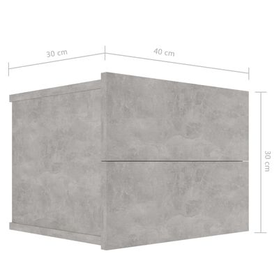 vidaXL Mesa de cabeceira 40x30x30 cm contraplacado cinzento cimento