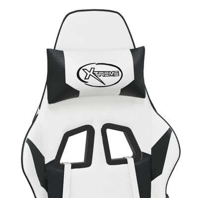 vidaXL Cadeira gaming couro artificial branco e preto
