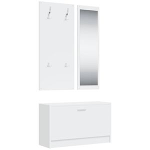 vidaXL Conjunto de sapateira 3 em 1 derivados madeira branco