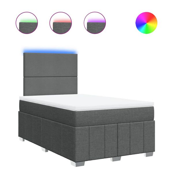 vidaXL Cama boxspring com colch&atilde;o 120x190 cm tecido cinzento-escuro