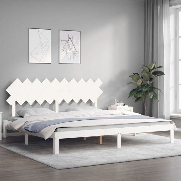 vidaXL Cama sem colch&atilde;o 200x200 cm madeira de pinho maci&ccedil;a branco