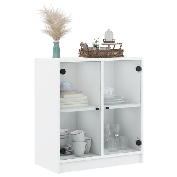 vidaXL Arm&aacute;rio de apoio c/ portas de vidro 68x37x75,5 cm branco