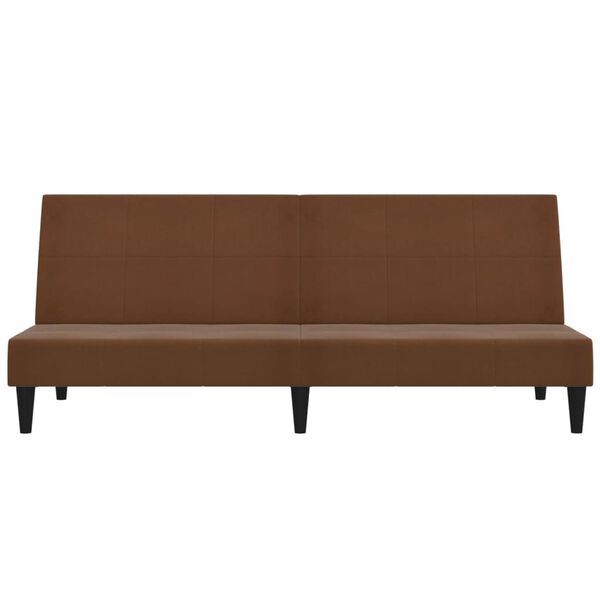vidaXL Sof&aacute;-cama de 2 lugares tecido microfibra castanho