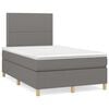 vidaXL Cama box spring c/ colch&atilde;o e LED 120x190 cm tecido cinza-escuro