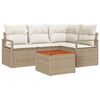 vidaXL Conjunto de Sof&aacute; de Jardim 5 unid. Bege e Creme vime PE