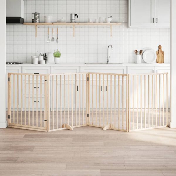 vidaXL Port&atilde;o para c&atilde;es com porta dobr&aacute;vel 4 pain&eacute;is 320 cm &aacute;lamo