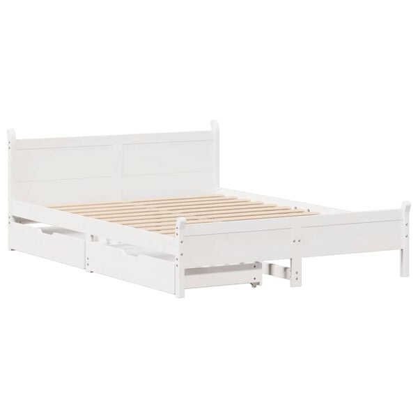 vidaXL Cama sem colch&atilde;o 140x190 cm madeira de pinho maci&ccedil;a branco