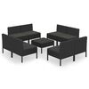 vidaXL 9 pcs conjunto lounge de jardim c/ almofad&otilde;es vime PE preto