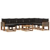 vidaXL Conjunto de Sof&aacute;s para Exterior 9 pcs Natural e Preto