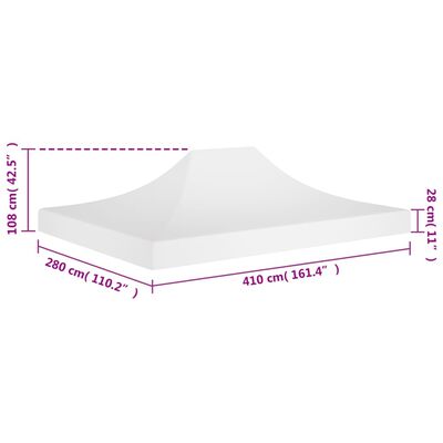 vidaXL Teto para tenda de festas 4x3 m 270 g/m² branco