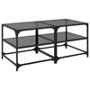 vidaXL Mesas de centro c/ topo em vidro preto 2 pcs 50x50x45 cm a&ccedil;o