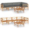vidaXL 6 pcs conj. lounge jardim c/ almofad&otilde;es cinzentos teca maci&ccedil;a