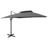 vidaXL Guarda-sol jardim cantilever c/ toldo duplo 300x300cm antracite