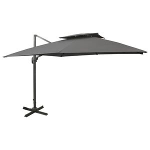 vidaXL Guarda-sol jardim cantilever c/ toldo duplo 300x300cm antracite