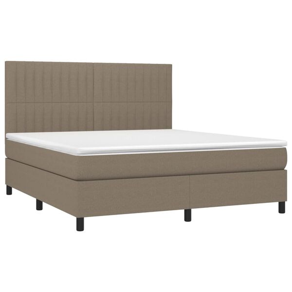 vidaXL Cama box spring colch&atilde;o/LED 160x200 cm tecido cinza-acastanhado