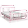vidaXL Estrutura de cama 140x200 cm metal rosa