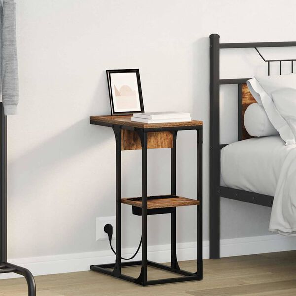 vidaXL Arm&aacute;rio de Cabeceira Carvalho Defumado 41,5 x 26 x 60,5 cm