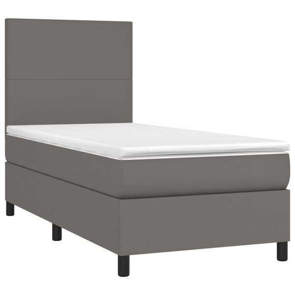 vidaXL Cama com molas/colch&atilde;o 90x200 cm couro artificial cinzento