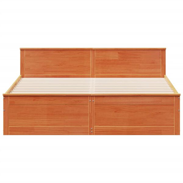 vidaXL Cama sem colch&atilde;o c/ cabeceira madeira pinho maci&ccedil;a castanho-mel