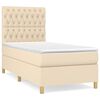vidaXL Cama com molas/colch&atilde;o 90x190 cm tecido cor creme