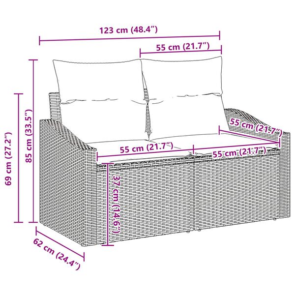 vidaXL Conjunto de Sof&aacute; de Jardim 11 pcs Bege e Creme vime PE