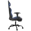 vidaXL Cadeira gaming massagens c/ apoio pés couro artif. preto/azul