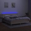 vidaXL Cama box spring c/ colch&atilde;o e LED 180x200 cm tecido cor creme