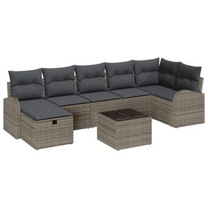 vidaXL Conjunto de Sof&aacute;s 8 unid. Cinzeto vime PE