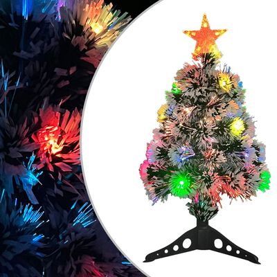 vidaXL Árvore de Natal artificial c/ LEDs 64cm fibra ótica branco/azul |  