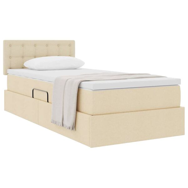 vidaXL Cama com arruma&ccedil;&atilde;o e colch&atilde;o com colch&atilde;o Creme 100 x 200 cm