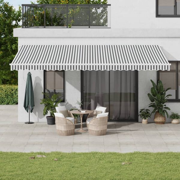 vidaXL Toldo retr&aacute;til manual 600x350 cm antracite e branco