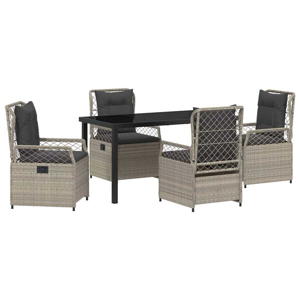 vidaXL Conjunto de Jantar para Jardim 5 pcs Cinzento-claro vime PE