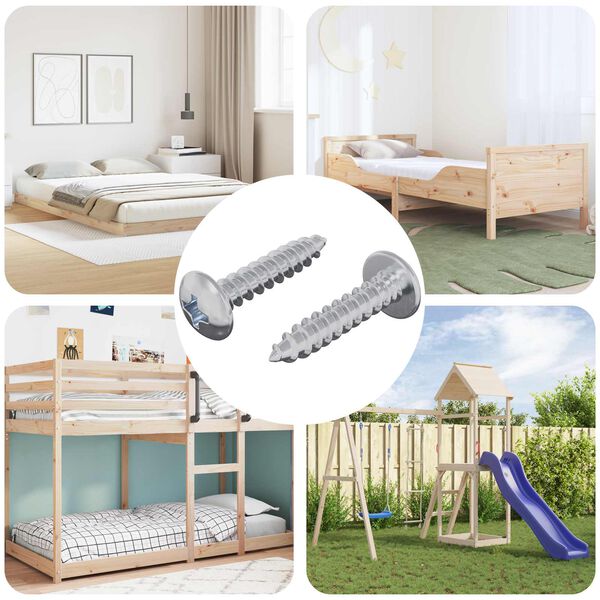 vidaXL Parafusos de Madeira 2 pcs Prateado M4 x 20 mm A&ccedil;o