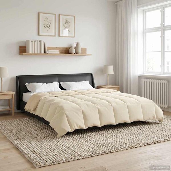 vidaXL Edredom de Ver&atilde;o Simples Creme 240 x 260 cm Microfibra