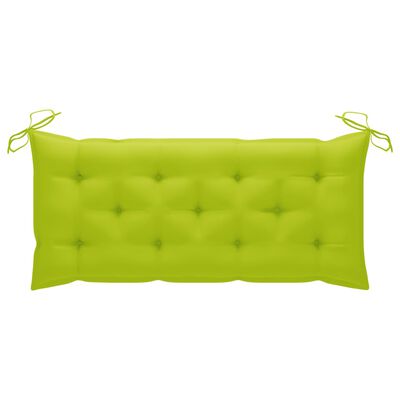 vidaXL Banco de baloiçar + almofadão verde brilhante 120cm teca maciça