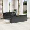 vidaXL Conjunto de Sof&aacute; de Jardim 9 pcs Preto Rattan Sint&eacute;tico