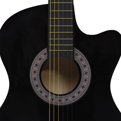 vidaXL Guitarra clássica cutaway com 6 cordas 38" preto