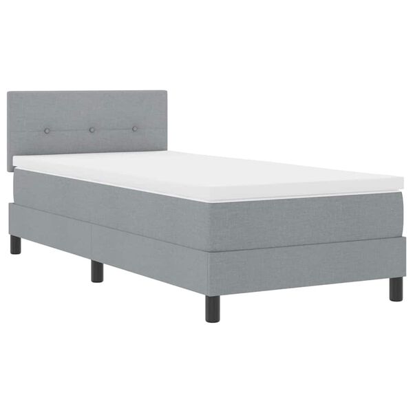 vidaXL Cama Box com colch&atilde;o com led Cinzento-claro 90 x 190 cm tecido