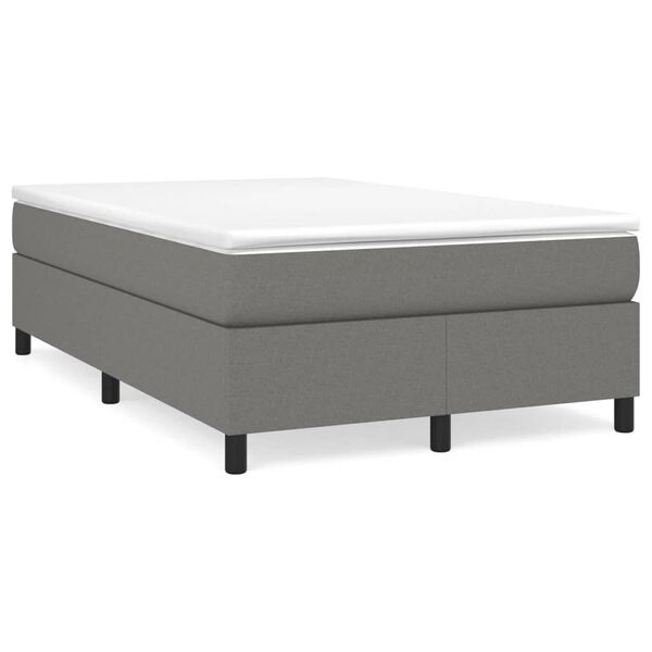 vidaXL Cama boxspring com colch&atilde;o 120x190 cm tecido cinzento-escuro