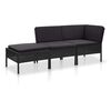 vidaXL 3 pcs conjunto lounge de jardim c/ almofad&otilde;es vime PE preto