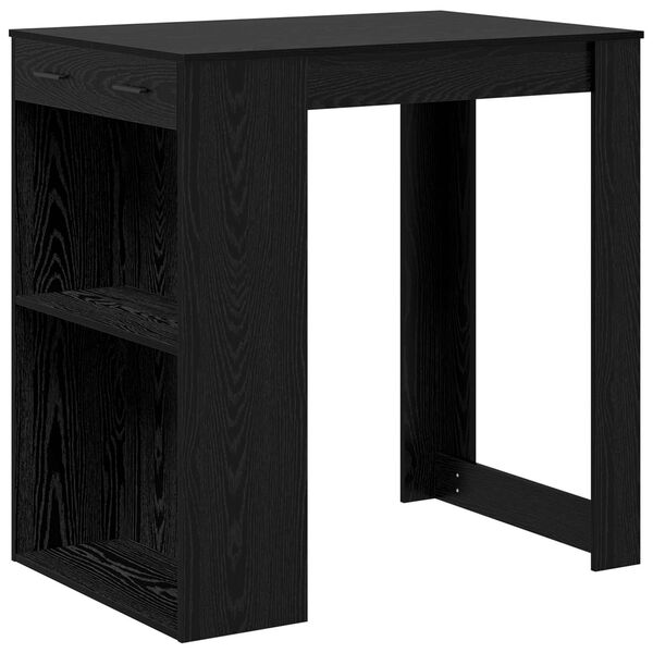 vidaXL Mesa de bar com gaveta Carvalho Preto 102 x 70 x 103,5 cm