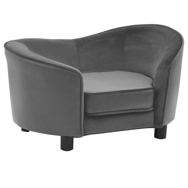 vidaXL Sof&aacute; para c&atilde;es 69x49x40 cm pel&uacute;cia e couro artificial cinzento