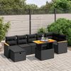 vidaXL 8 pcs conjunto sofás de jardim com almofadões vime PE preto