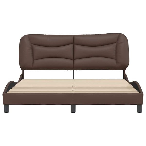vidaXL Estrutura de cama sem colch&atilde;o Hvar 160x200cm couro artificial castanho