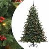 vidaXL &Aacute;rvore de Natal Artificial Verde 210 cm PVC, Metal e Pl&aacute;stico